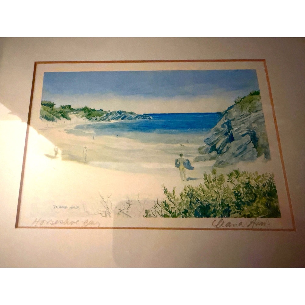 Diana Amos Bermuda Horseshoe Bay signed print framed ready to hang